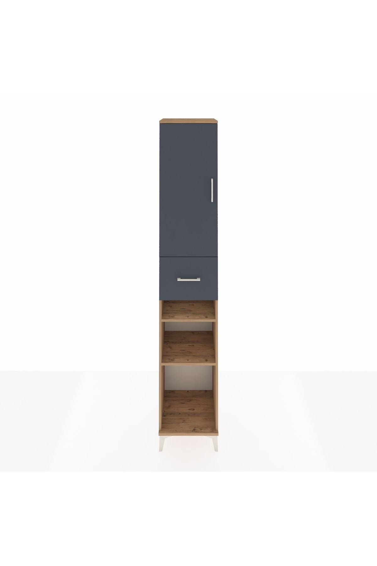 Hyperion Dolap 5 Raflı Tek Çekmeceli Tek Kapaklı 44x44x243 Çam-Antrasit