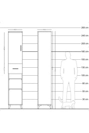 Hyperion Dolap 5 Raflı Tek Çekmeceli Tek Kapaklı 44x44x243 Çam-Aytaşı