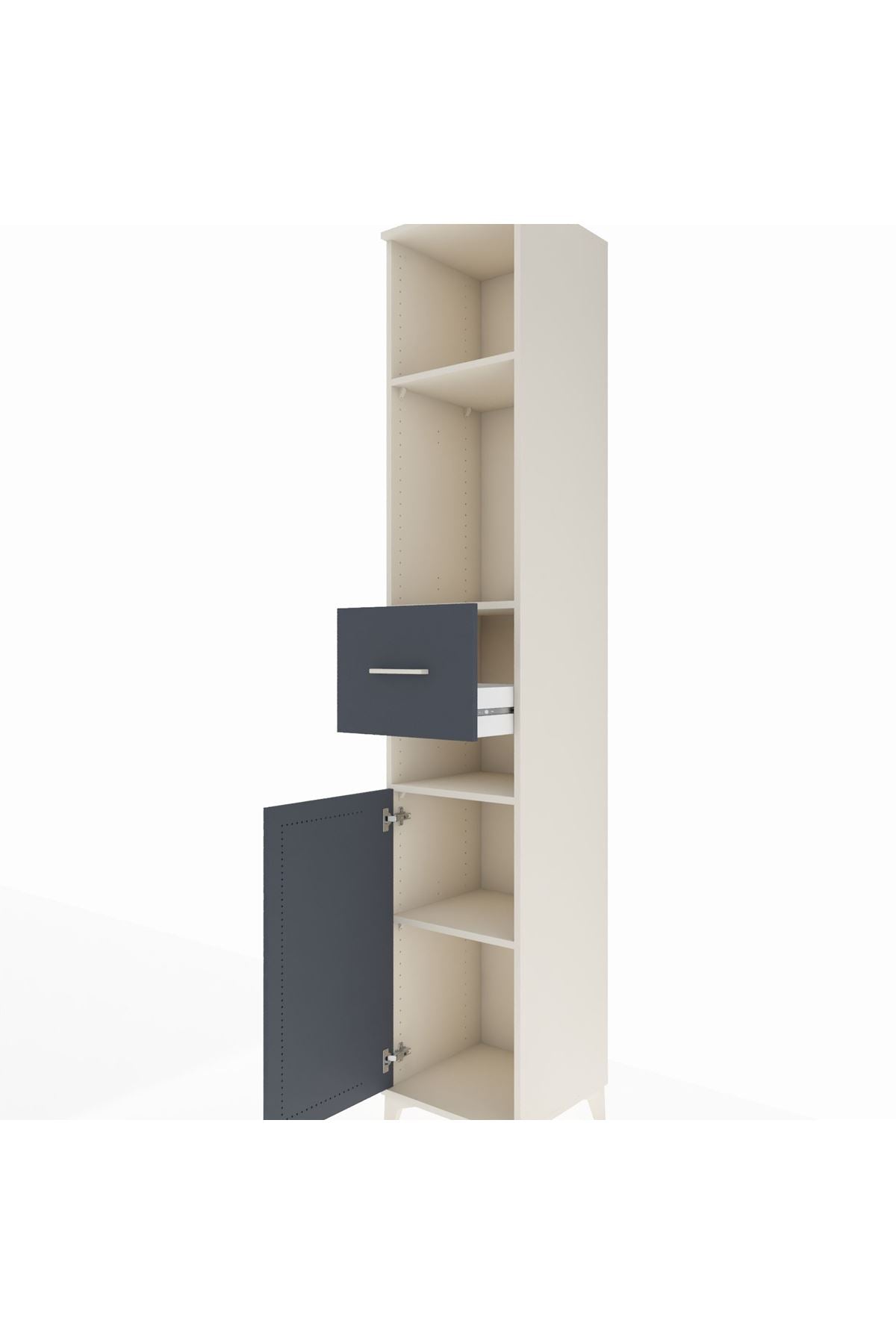 Hyperion Dolap 4 Raflı Tek Çekmeceli Tek Kapaklı 44x44x243 Aytaşı-Antrasit