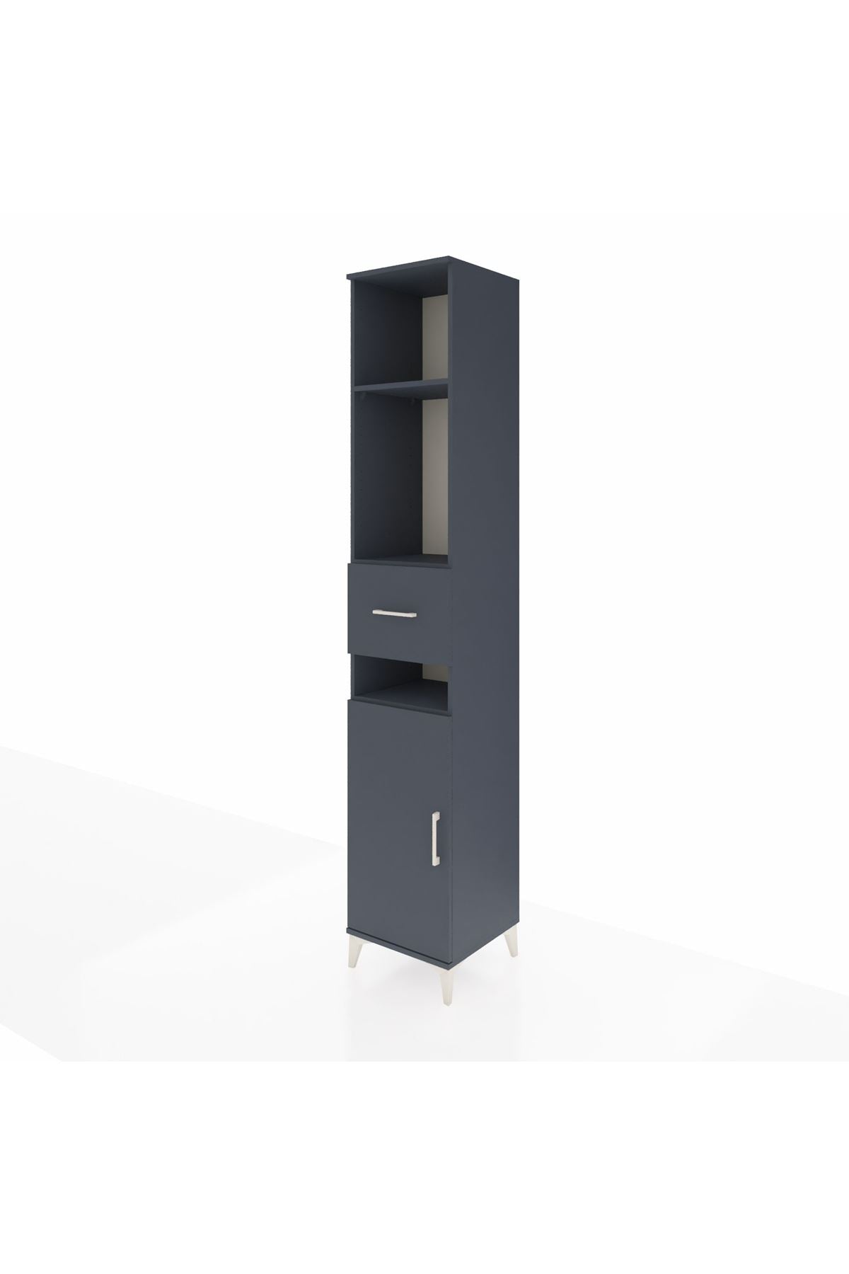 Hyperion Dolap 4 Raflı Tek Çekmeceli Tek Kapaklı 44x44x243 Antrasit-Antrasit