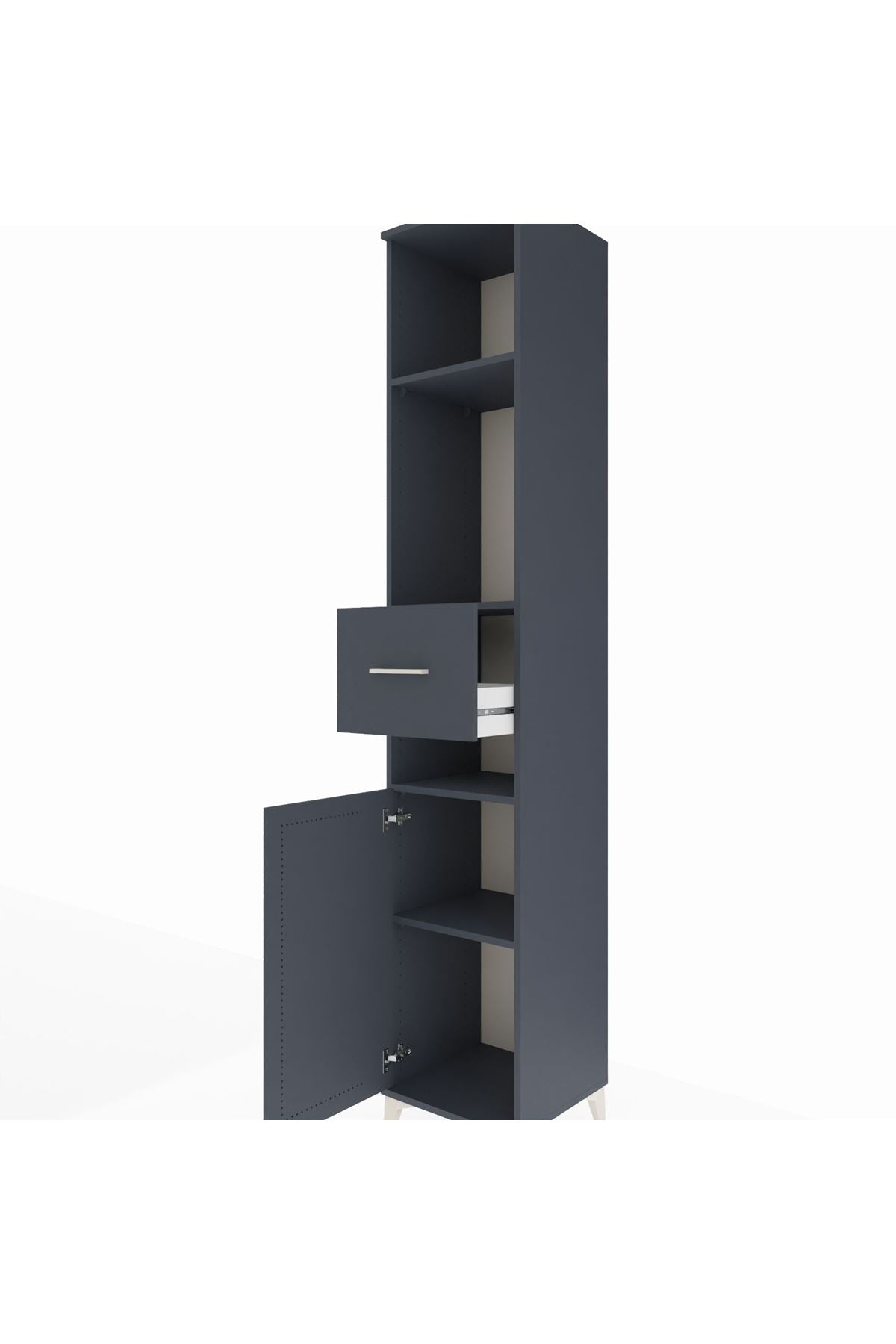 Hyperion Dolap 4 Raflı Tek Çekmeceli Tek Kapaklı 44x44x243 Antrasit-Antrasit