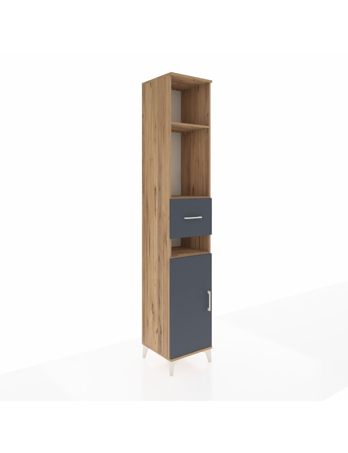 Hyperion Dolap 4 Raflı Tek Çekmeceli Tek Kapaklı 44x44x243 Çam-Antrasit