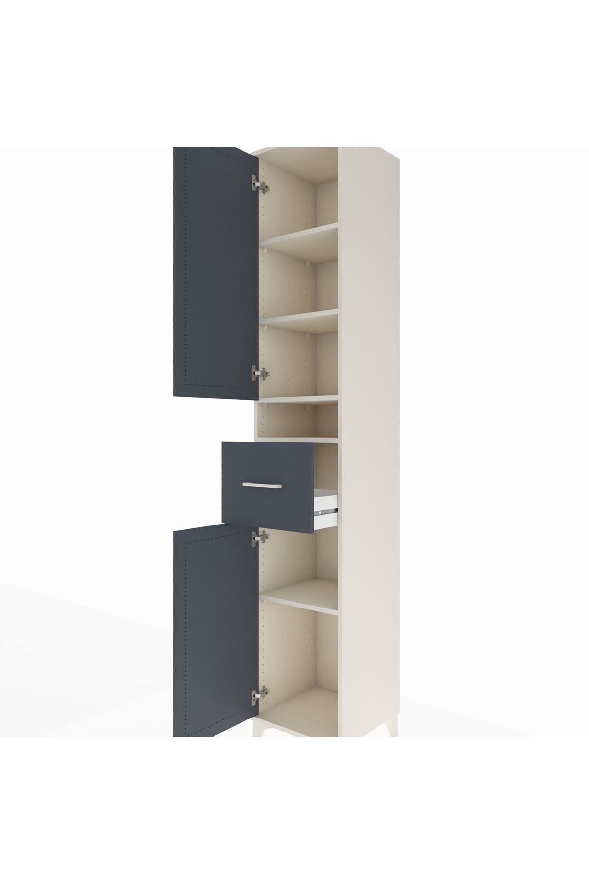 Hyperion Dolap 5 Raflı Tek Çekmeceli 2 Kapaklı 44x44x243 Aytaşı-Antrasit