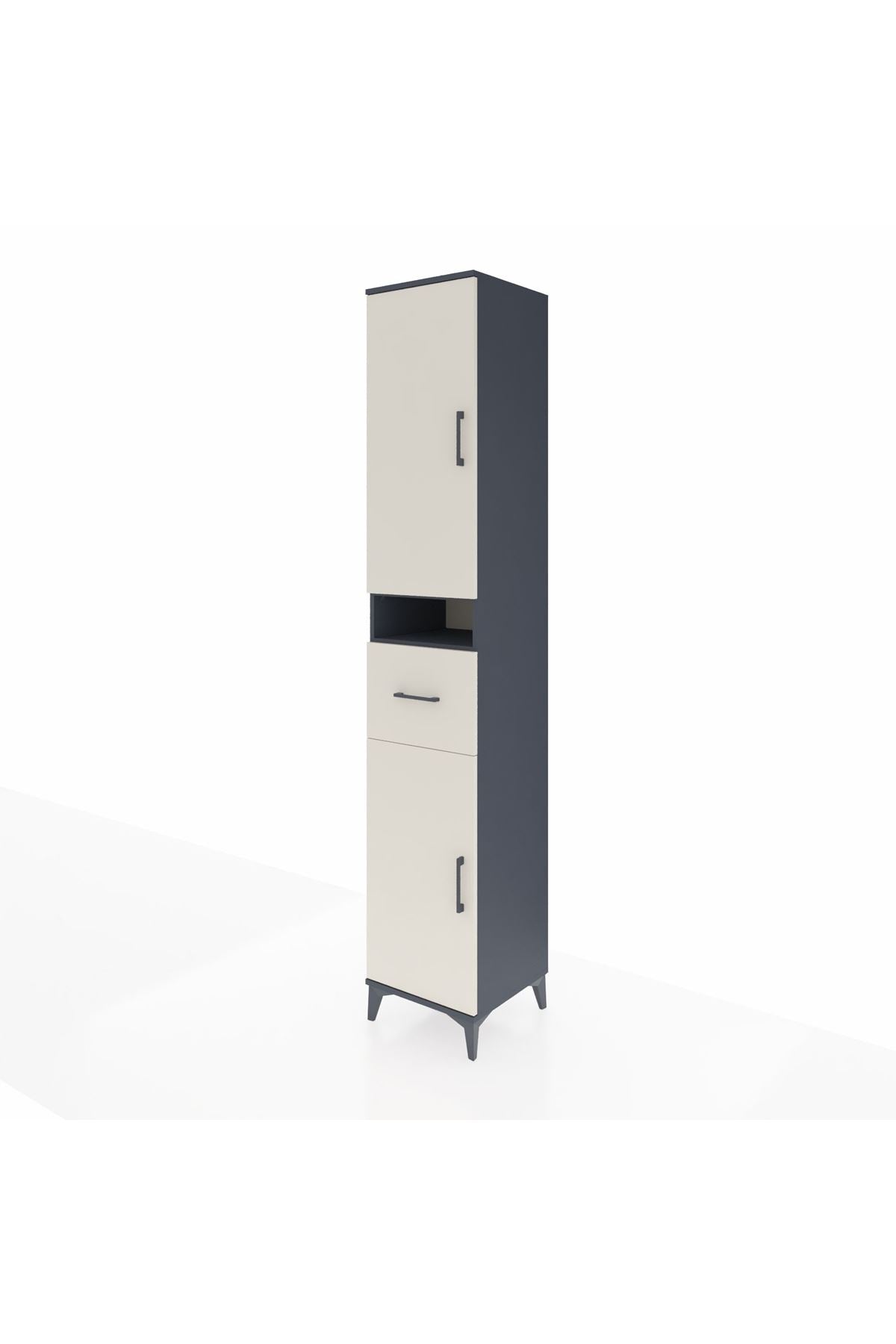 Hyperion Dolap 5 Raflı Tek Çekmeceli 2 Kapaklı 44x44x243 Antrasit-Aytaşı