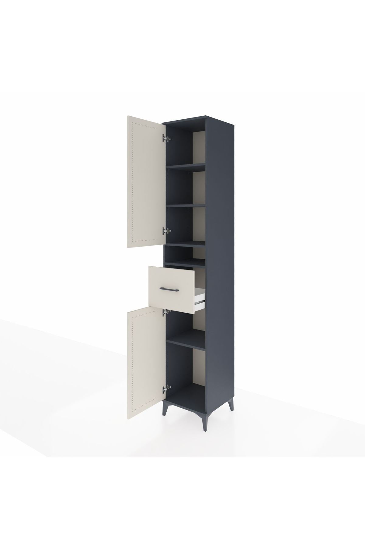 Hyperion Dolap 5 Raflı Tek Çekmeceli 2 Kapaklı 44x44x243 Antrasit-Aytaşı