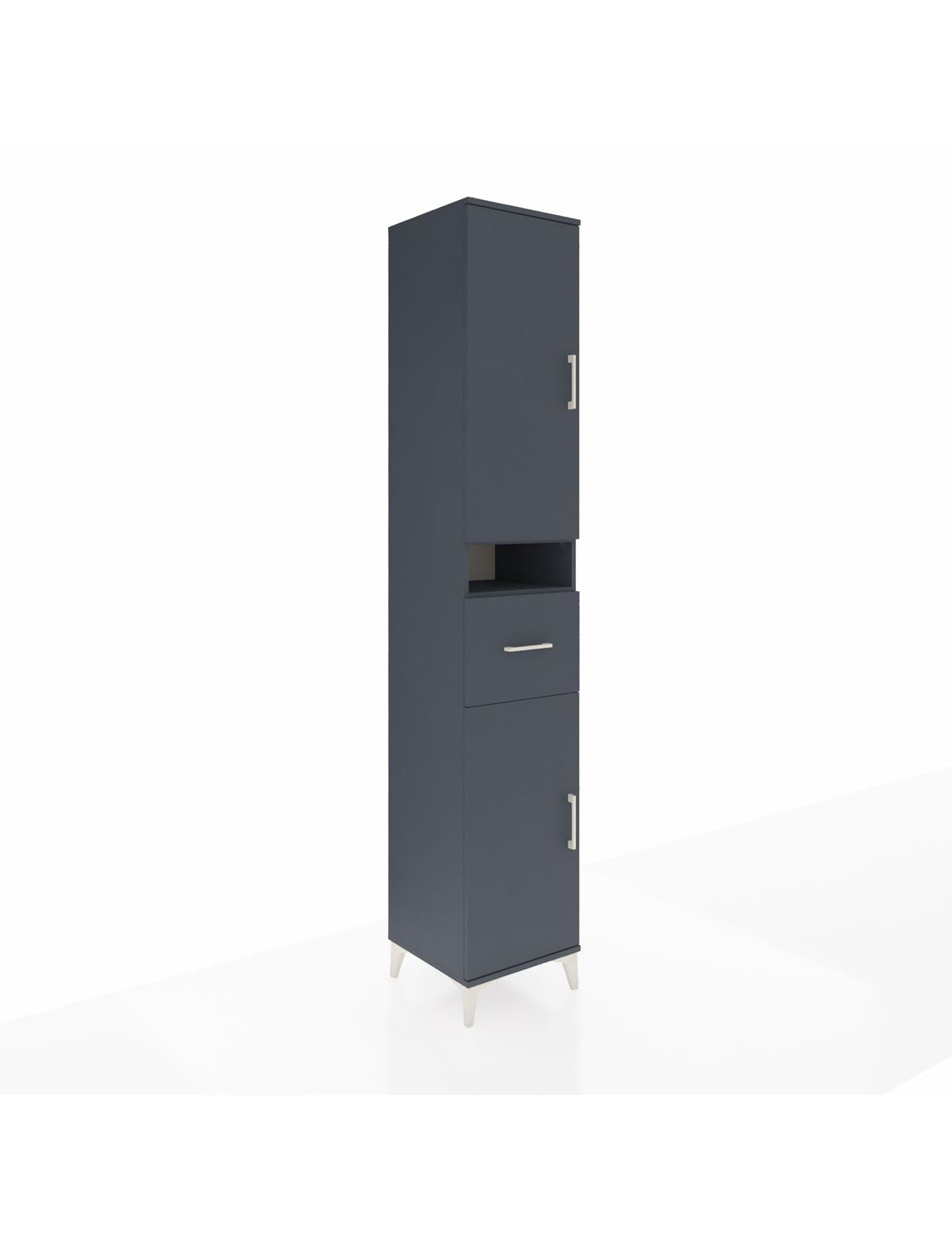 Hyperion Dolap 5 Raflı Tek Çekmeceli 2 Kapaklı 44x44x243 Antrasit-Antrasit