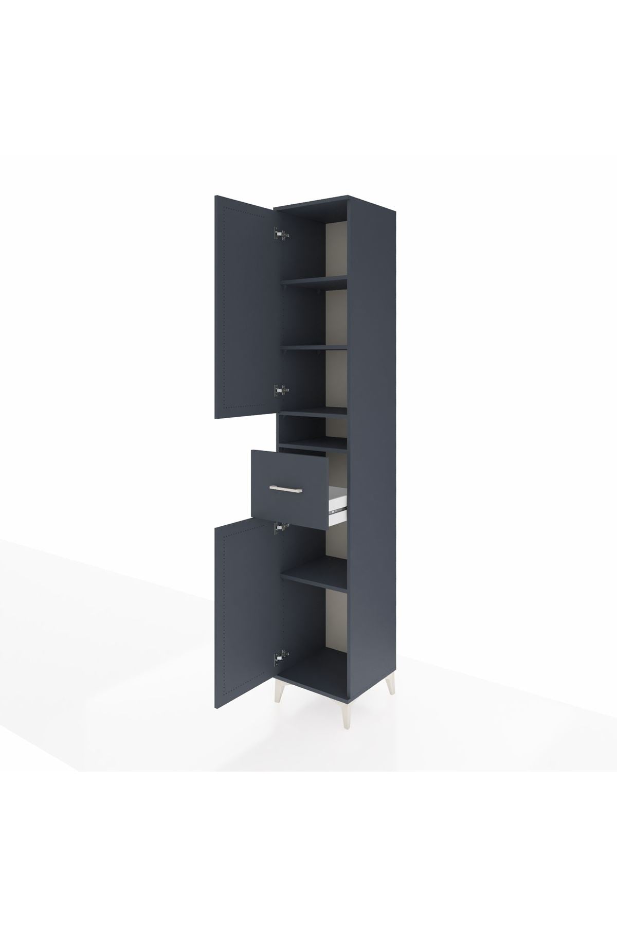 Hyperion Dolap 5 Raflı Tek Çekmeceli 2 Kapaklı 44x44x243 Antrasit-Antrasit