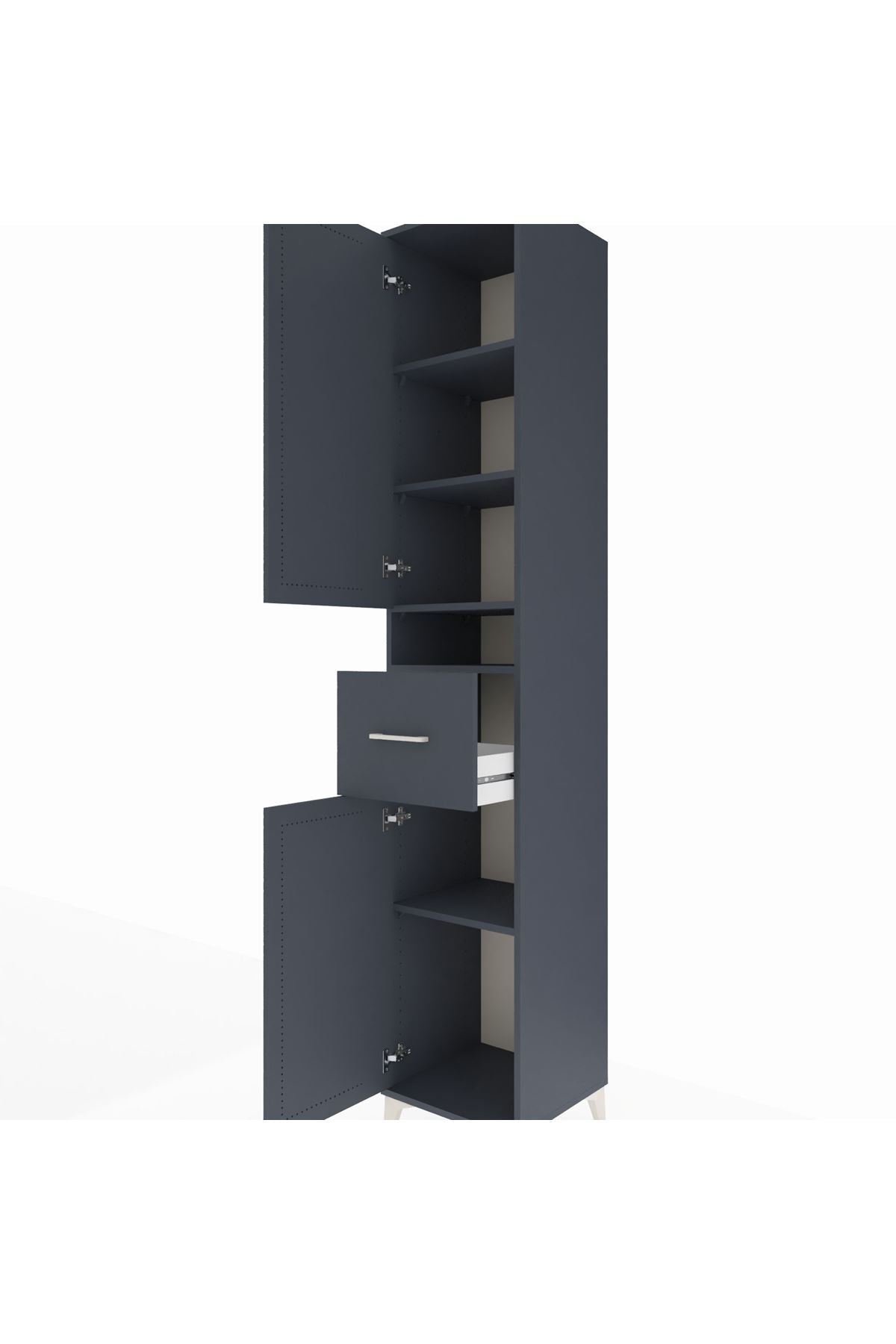 Hyperion Dolap 5 Raflı Tek Çekmeceli 2 Kapaklı 44x44x243 Antrasit-Antrasit
