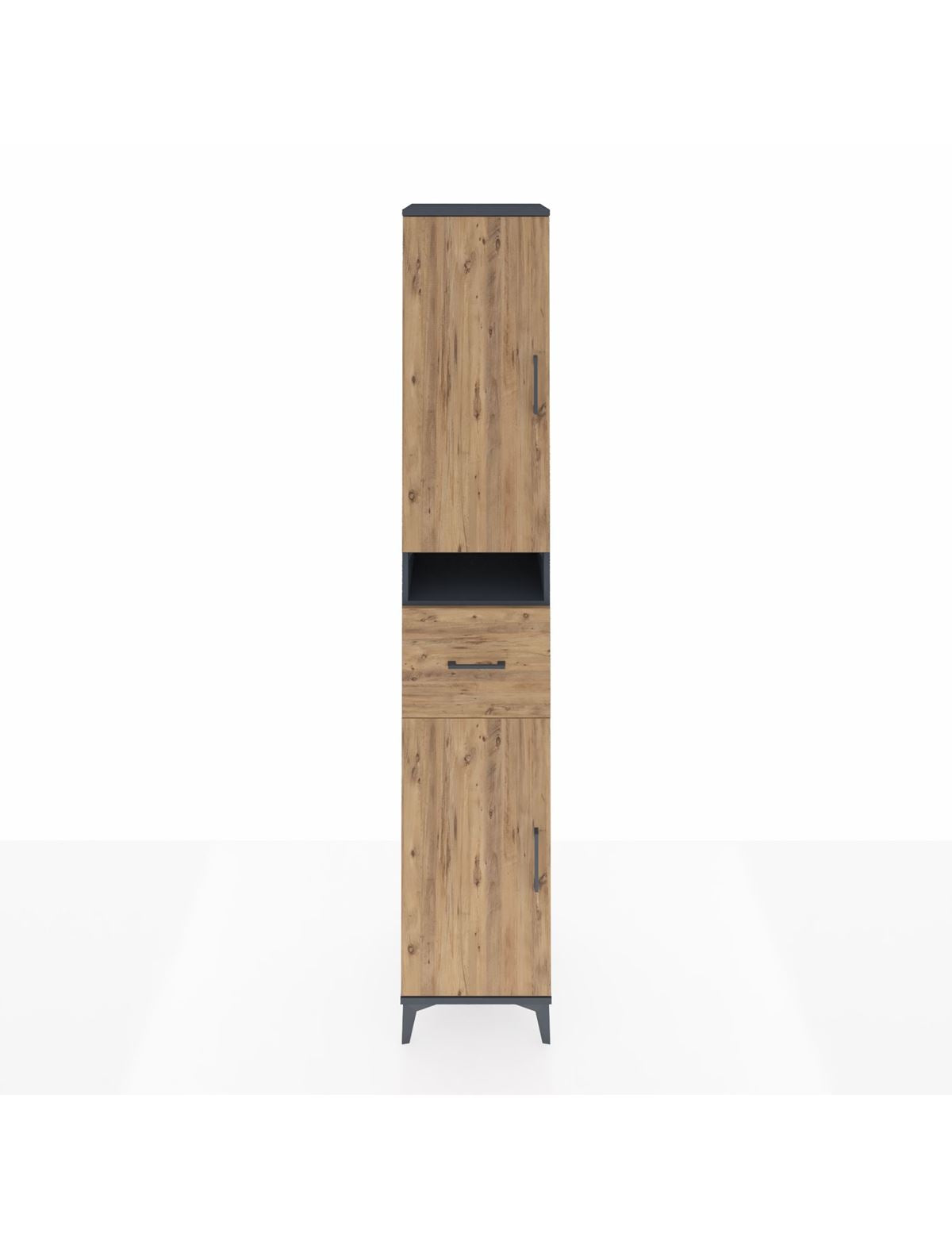 Hyperion Dolap 5 Raflı Tek Çekmeceli 2 Kapaklı 44x44x243 Antrasit-Çam