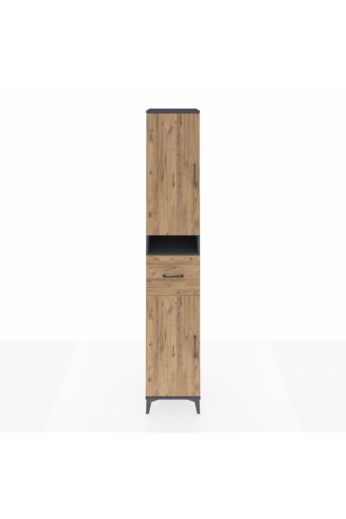 Hyperion Dolap 5 Raflı Tek Çekmeceli 2 Kapaklı 44x44x243 Antrasit-Çam