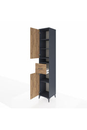 Hyperion Dolap 5 Raflı Tek Çekmeceli 2 Kapaklı 44x44x243 Antrasit-Çam