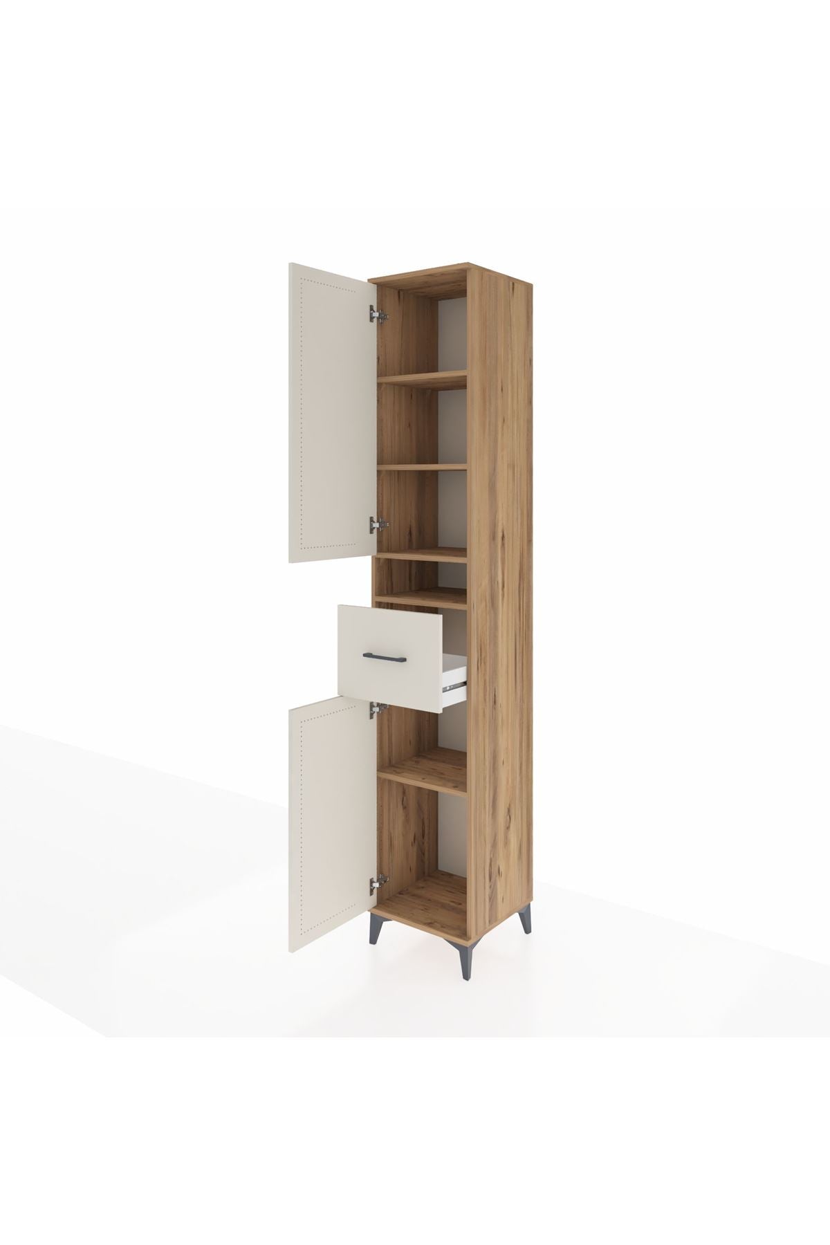 Hyperion Dolap 5 Raflı Tek Çekmeceli 2 Kapaklı 44x44x243 Çam-Aytaşı