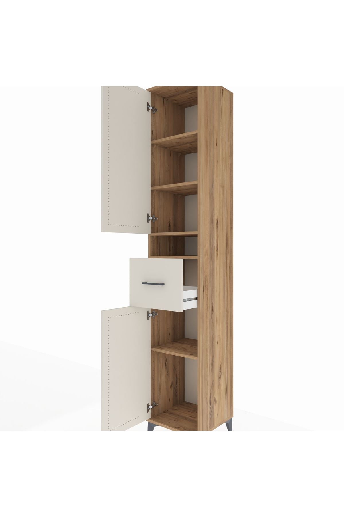 Hyperion Dolap 5 Raflı Tek Çekmeceli 2 Kapaklı 44x44x243 Çam-Aytaşı