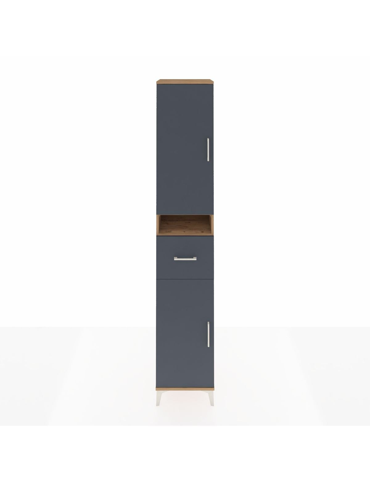 Hyperion Dolap 5 Raflı Tek Çekmeceli 2 Kapaklı 44x44x243 Çam-Antrasit