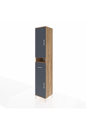 Hyperion Dolap 5 Raflı Tek Çekmeceli 2 Kapaklı 44x44x243 Çam-Antrasit