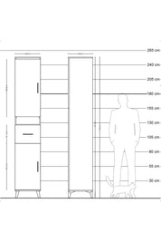 Hyperion Dolap 5 Raflı Tek Çekmeceli 2 Kapaklı 44x44x243 Çam-Antrasit
