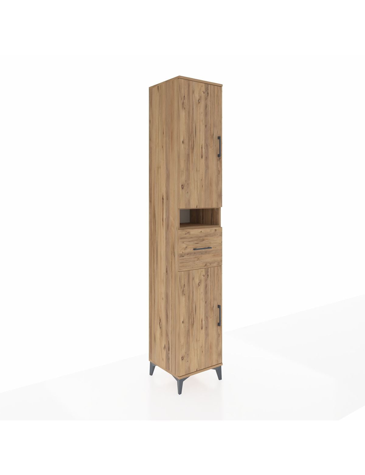 Hyperion Dolap 5 Raflı Tek Çekmeceli 2 Kapaklı 44x44x243 Çam-Çam