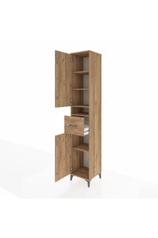 Hyperion Dolap 5 Raflı Tek Çekmeceli 2 Kapaklı 44x44x243 Çam-Çam