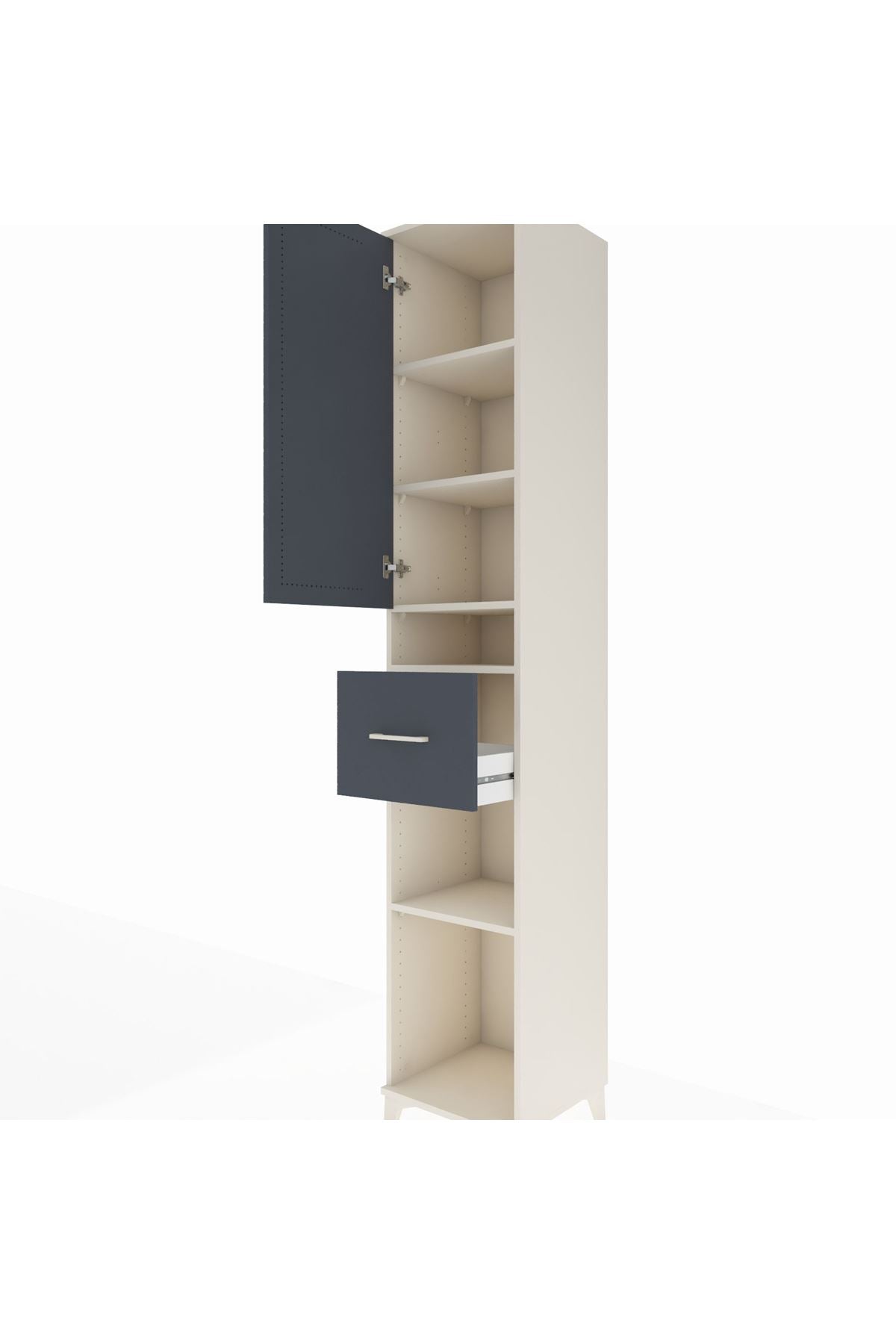 Hyperion Dolap 5 Raflı Tek Çekmeceli Tek Kapaklı 44x44x243 Aytaşı-Antrasit