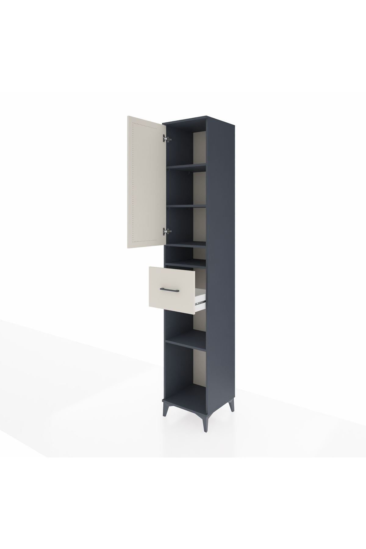 Hyperion Dolap 5 Raflı Tek Çekmeceli Tek Kapaklı 44x44x243 Antrasit-Aytaşı