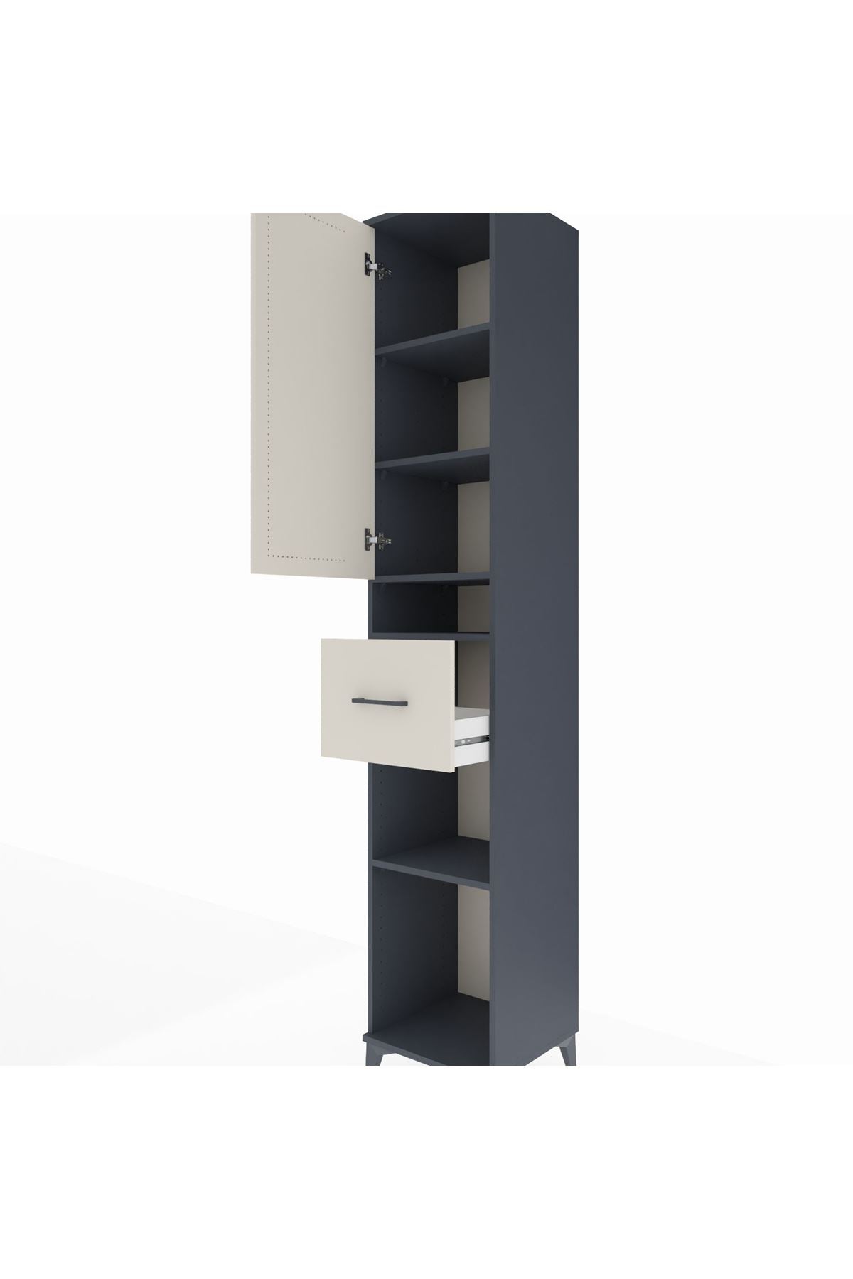 Hyperion Dolap 5 Raflı Tek Çekmeceli Tek Kapaklı 44x44x243 Antrasit-Aytaşı
