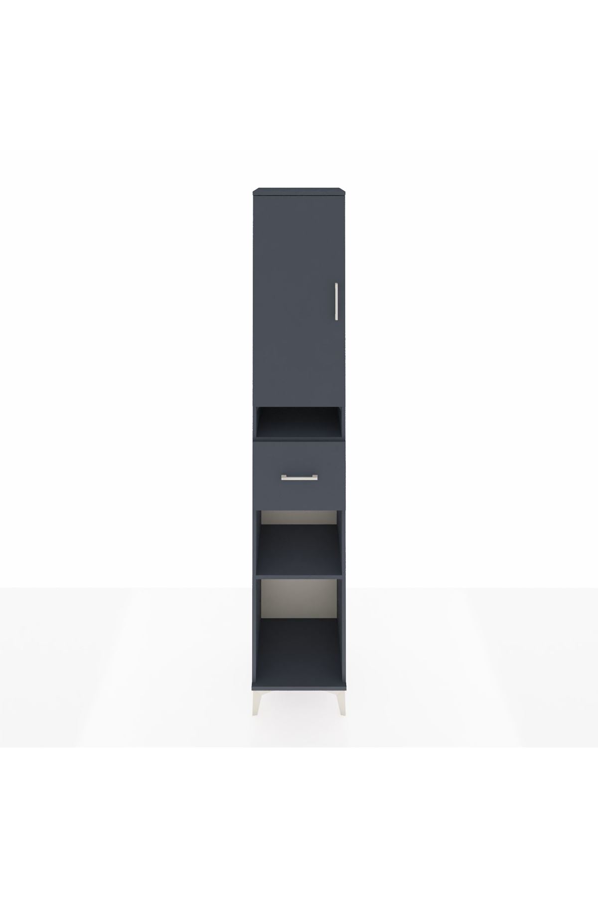 Hyperion Dolap 5 Raflı Tek Çekmeceli Tek Kapaklı 44x44x243 Antrasit-Antrasit