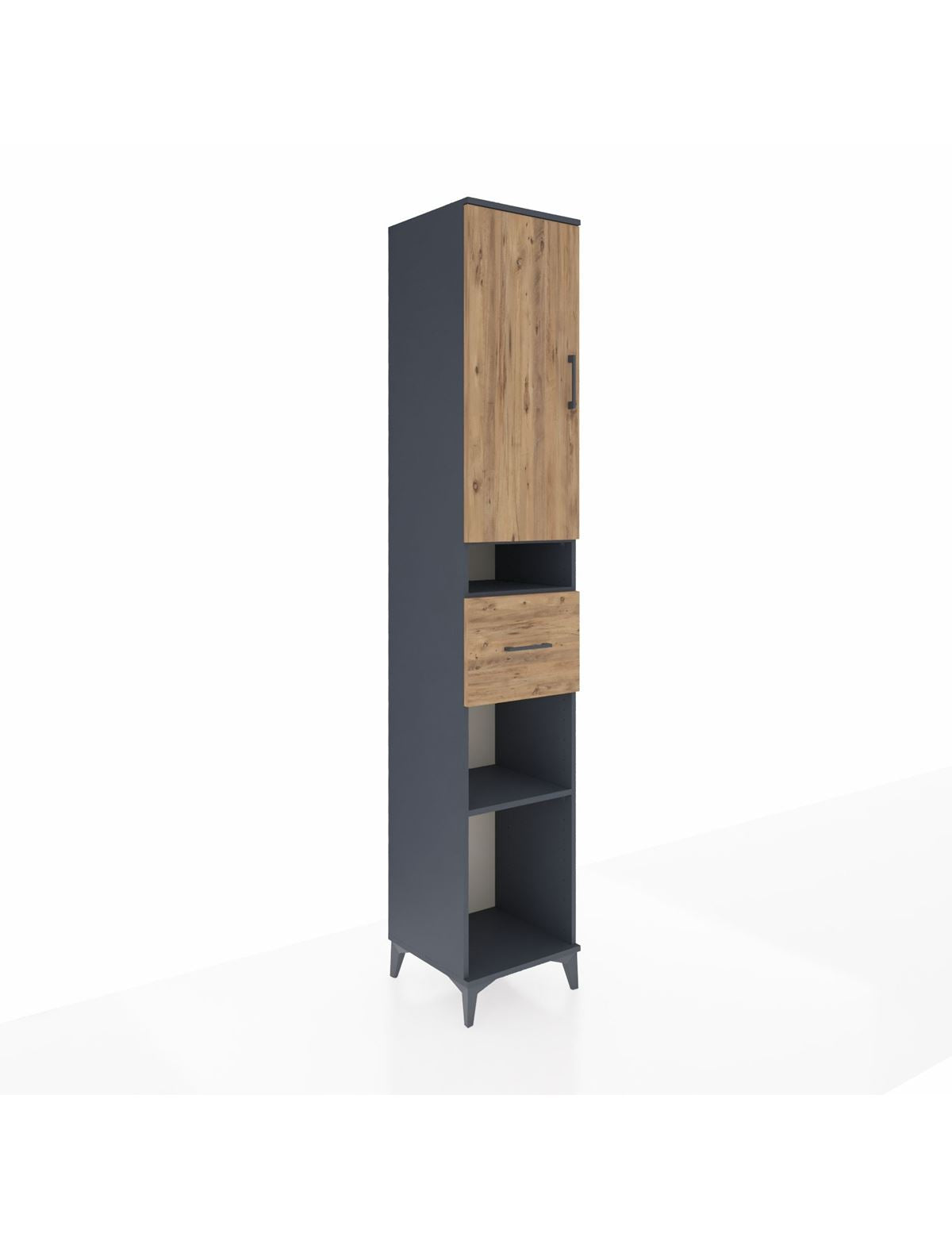 Hyperion Dolap 5 Raflı Tek Çekmeceli Tek Kapaklı 44x44x243 Antrasit-Çam