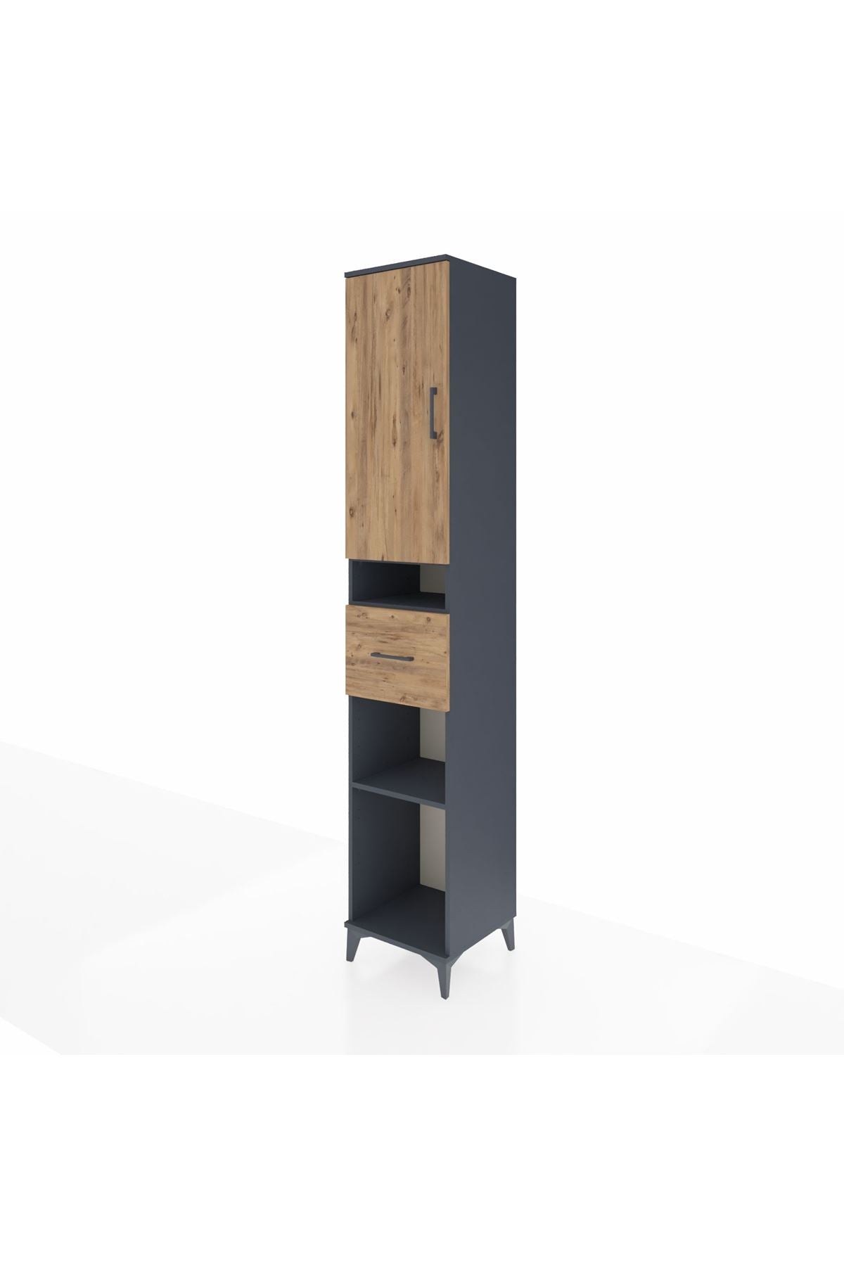 Hyperion Dolap 5 Raflı Tek Çekmeceli Tek Kapaklı 44x44x243 Antrasit-Çam