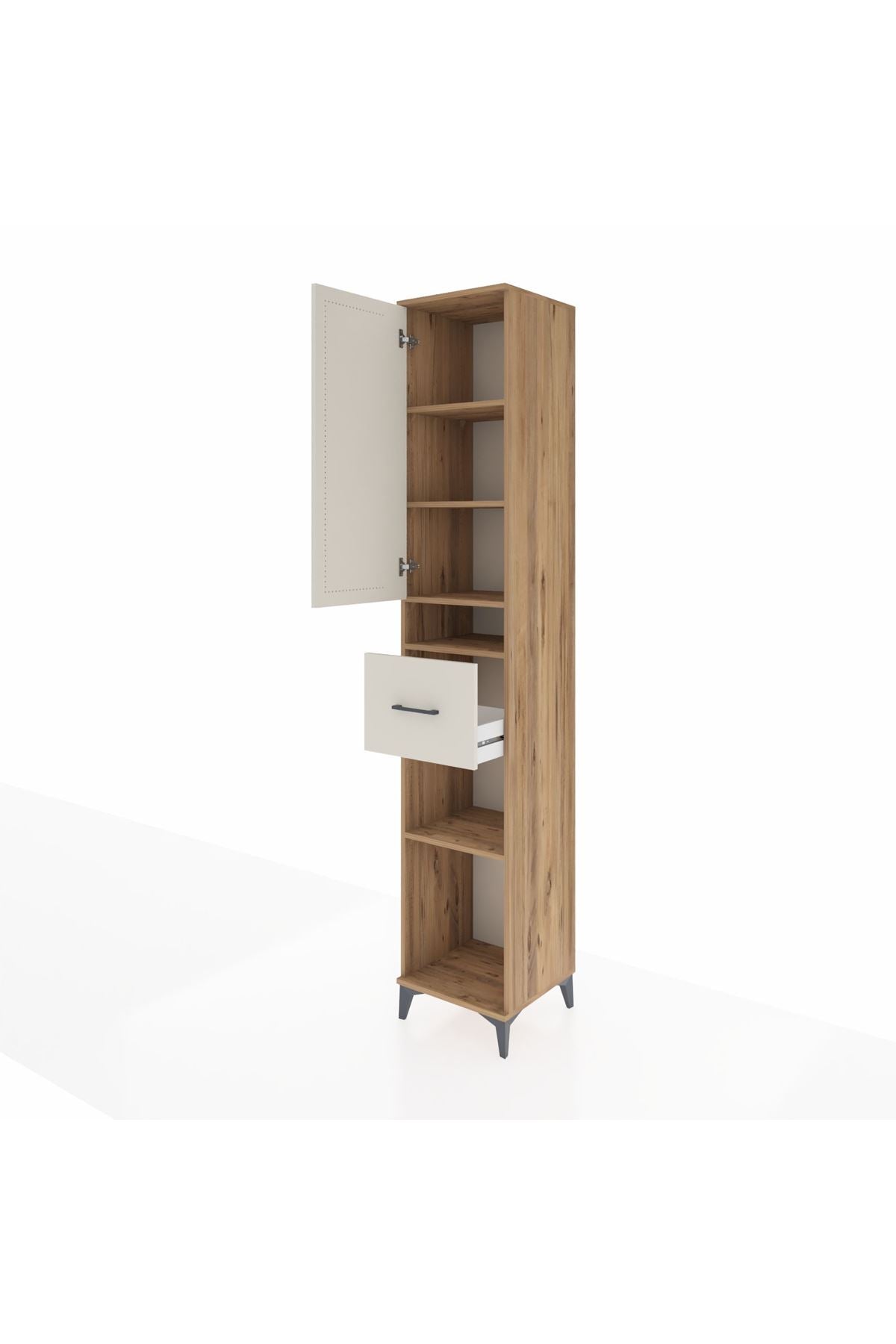 Hyperion Dolap 5 Raflı Tek Çekmeceli Tek Kapaklı 44x44x243 Çam-Aytaşı