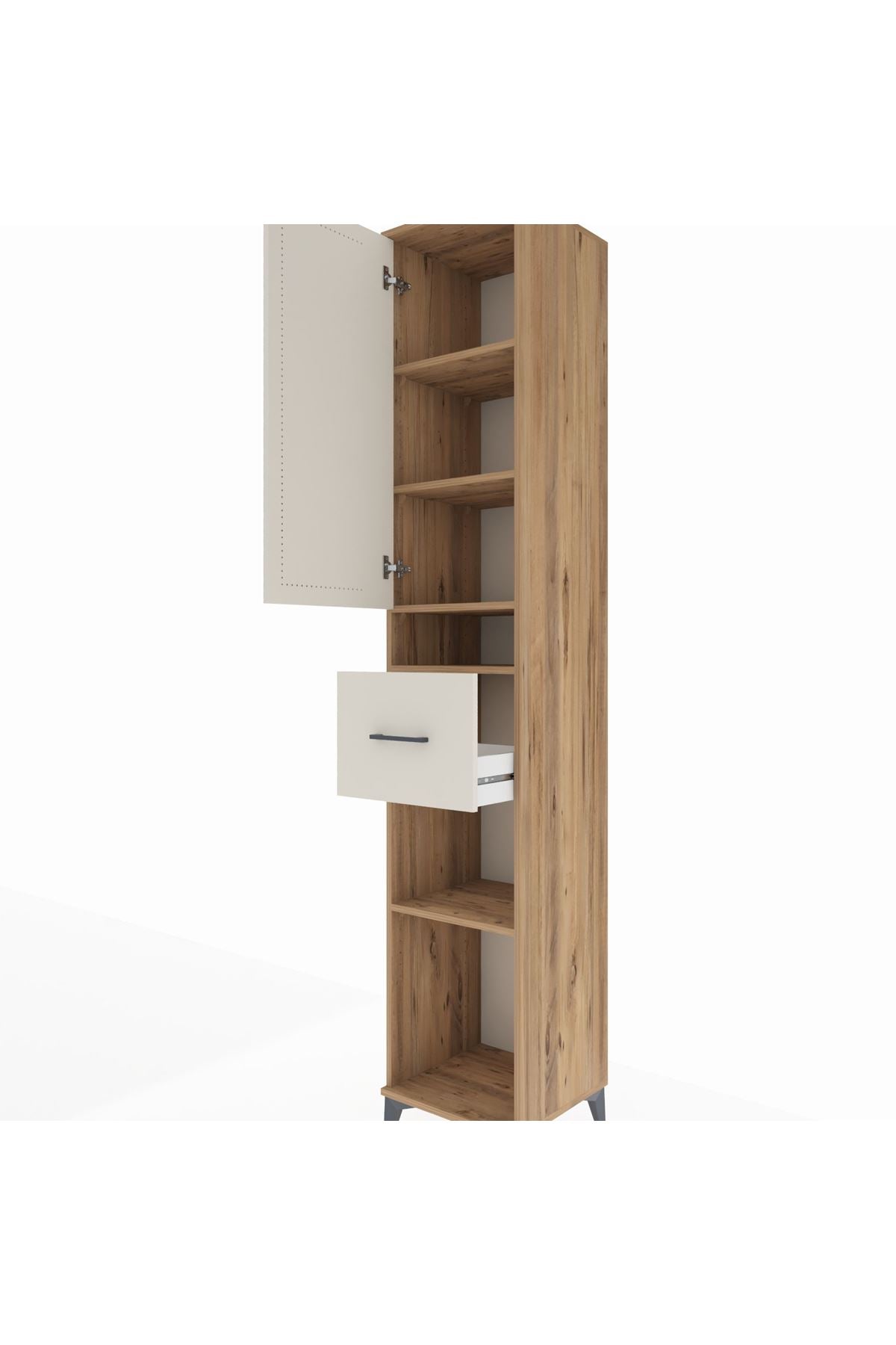 Hyperion Dolap 5 Raflı Tek Çekmeceli Tek Kapaklı 44x44x243 Çam-Aytaşı