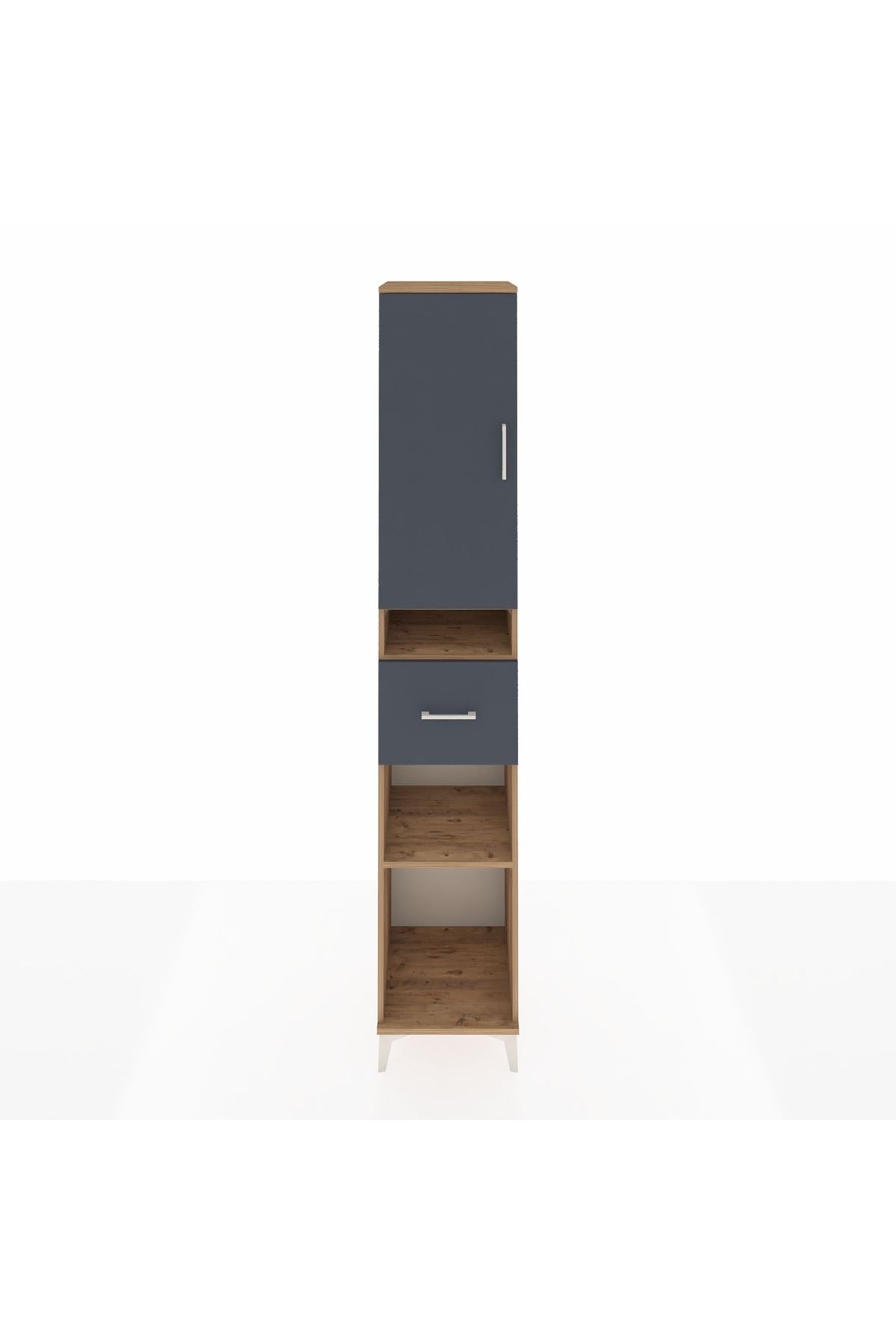 Hyperion Dolap 5 Raflı Tek Çekmeceli Tek Kapaklı 44x44x243 Çam-Antrasit