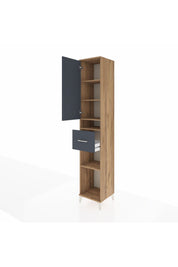 Hyperion Dolap 5 Raflı Tek Çekmeceli Tek Kapaklı 44x44x243 Çam-Antrasit