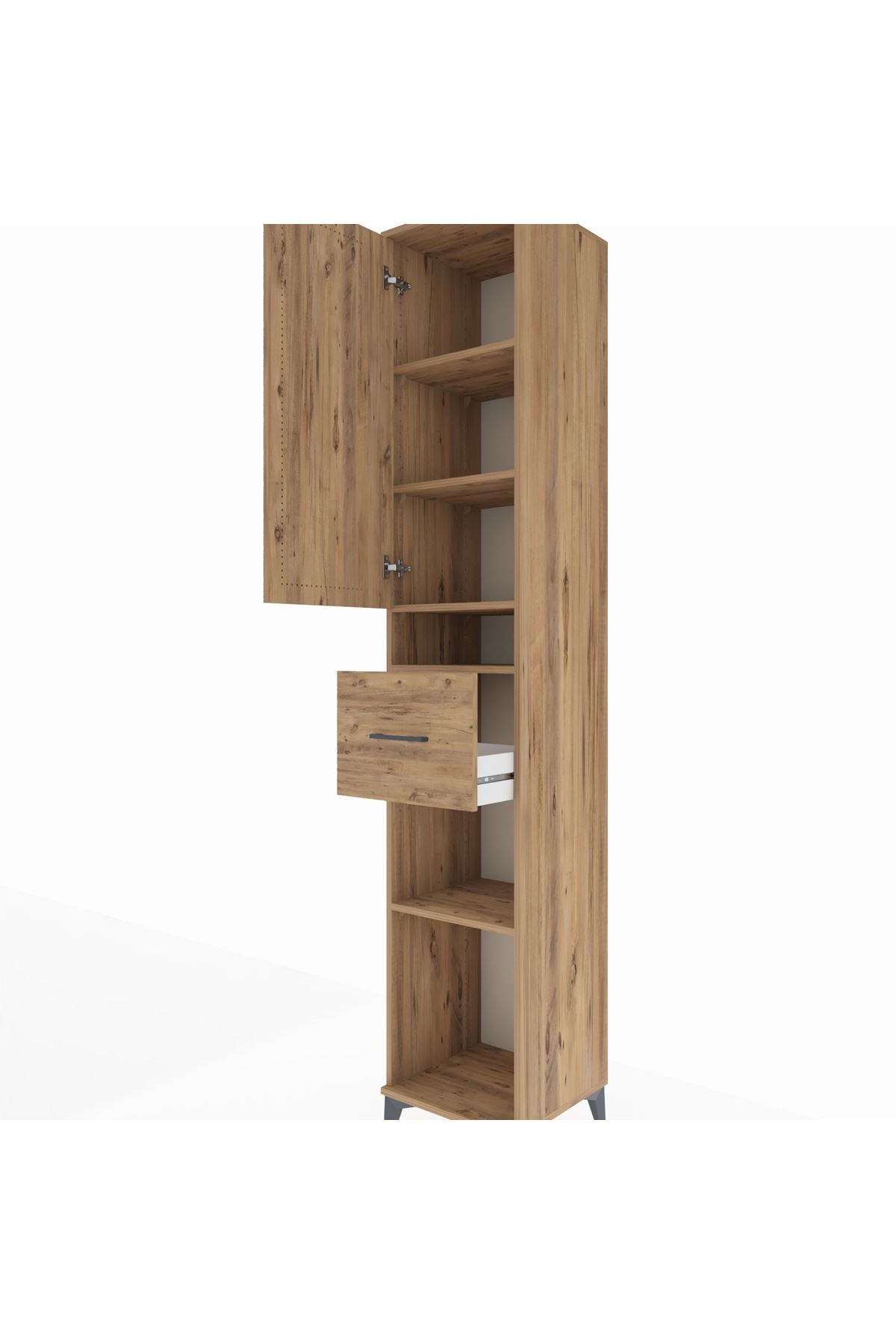 Hyperion Dolap 5 Raflı Tek Çekmeceli Tek Kapaklı 44x44x243 Çam-Çam