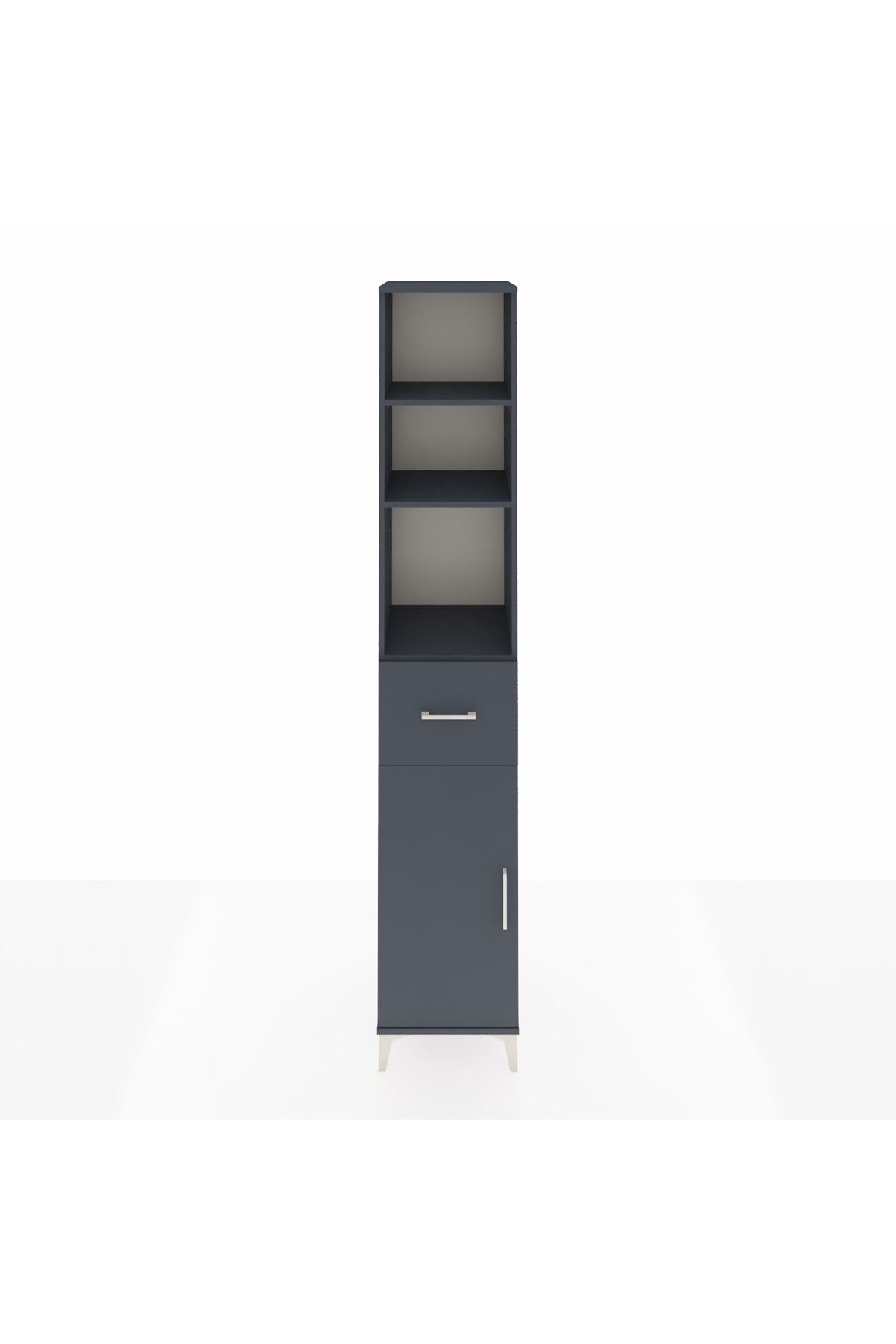 Hyperion Dolap 4 Raflı Tek Çekmeceli Tek Kapaklı 44x44x243 Antrasit-Antrasit