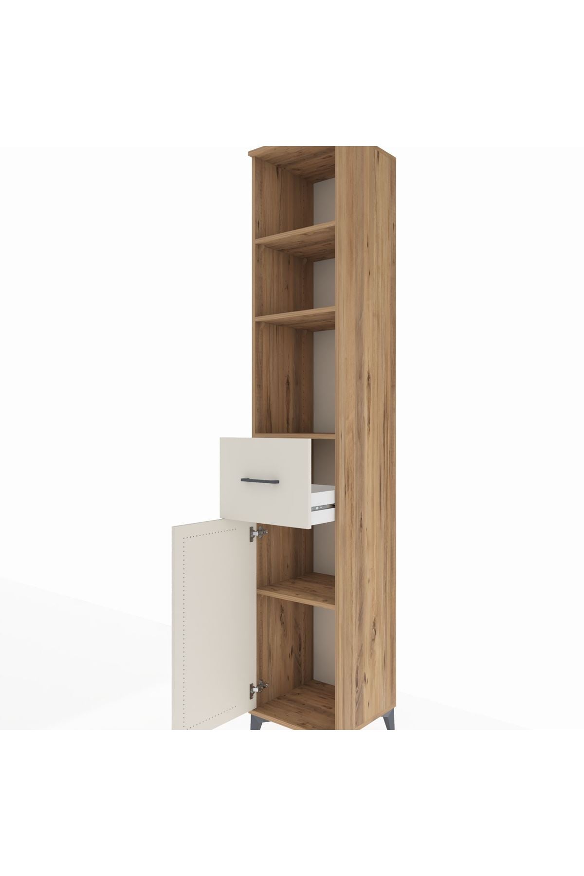 Hyperion Dolap 4 Raflı Tek Çekmeceli Tek Kapaklı 44x44x243 Çam-Aytaşı