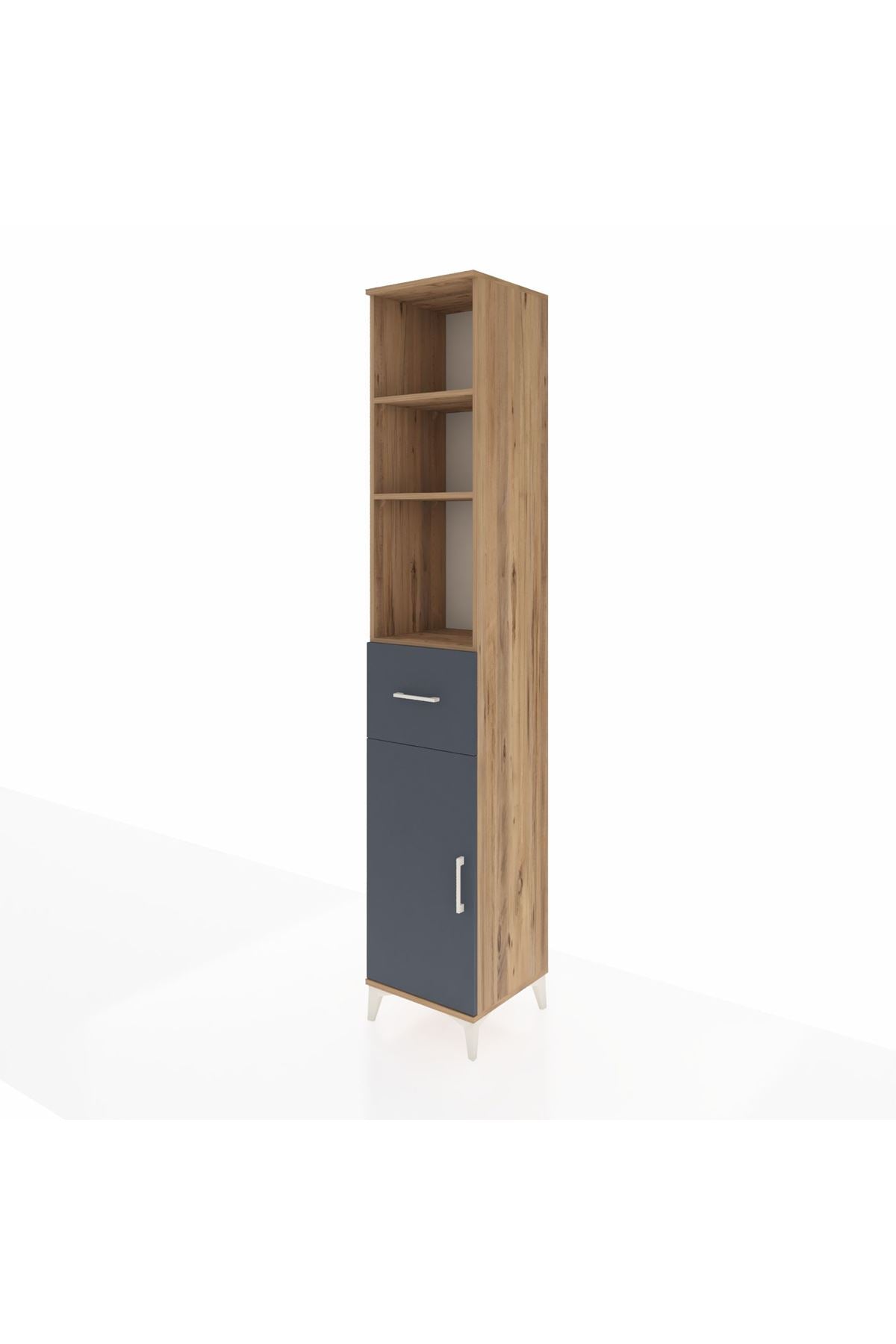 Hyperion Dolap 4 Raflı Tek Çekmeceli Tek Kapaklı 44x44x243 Çam-Antrasit