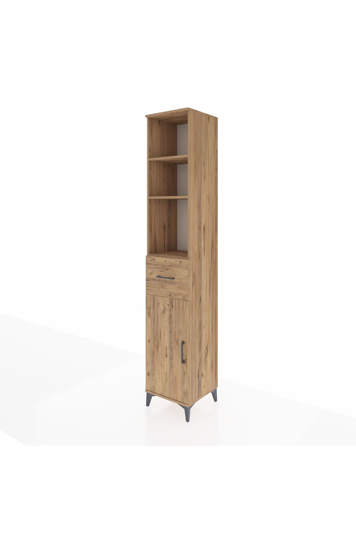 Hyperion Dolap 4 Raflı Tek Çekmeceli Tek Kapaklı 44x44x243 Çam-Çam