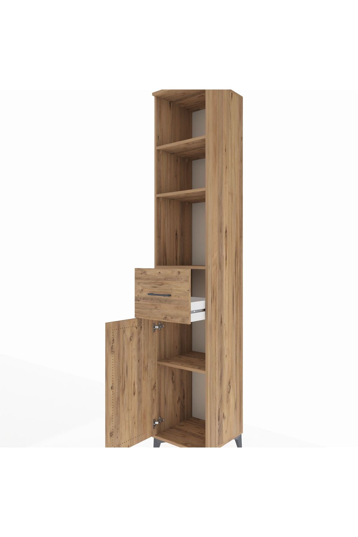 Hyperion Dolap 4 Raflı Tek Çekmeceli Tek Kapaklı 44x44x243 Çam-Çam