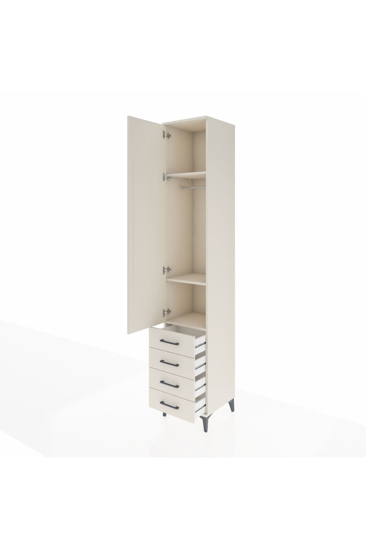 Hyperion Dolap 3 Raflı 4 Çekmeceli Tek Askılı 44x44x243 Aytaşı-Aytaşı