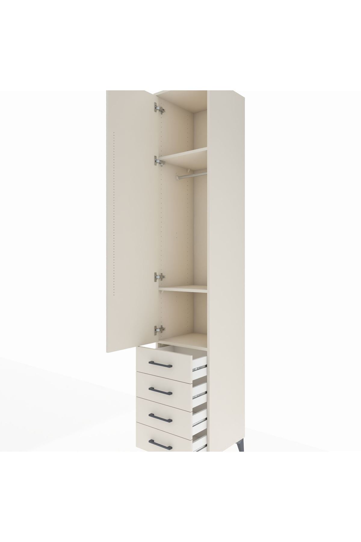 Hyperion Dolap 3 Raflı 4 Çekmeceli Tek Askılı 44x44x243 Aytaşı-Aytaşı