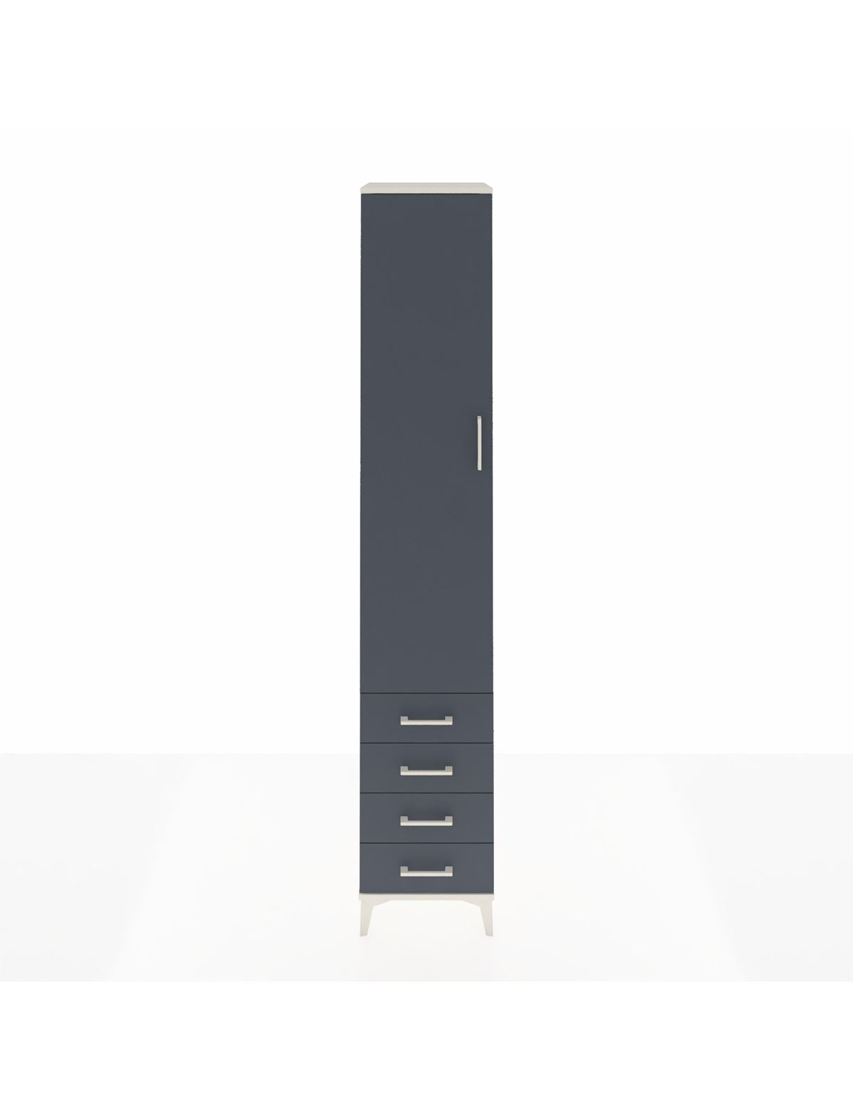 Hyperion Dolap 3 Raflı 4 Çekmeceli Tek Askılı 44x44x243 Aytaşı-Antrasit