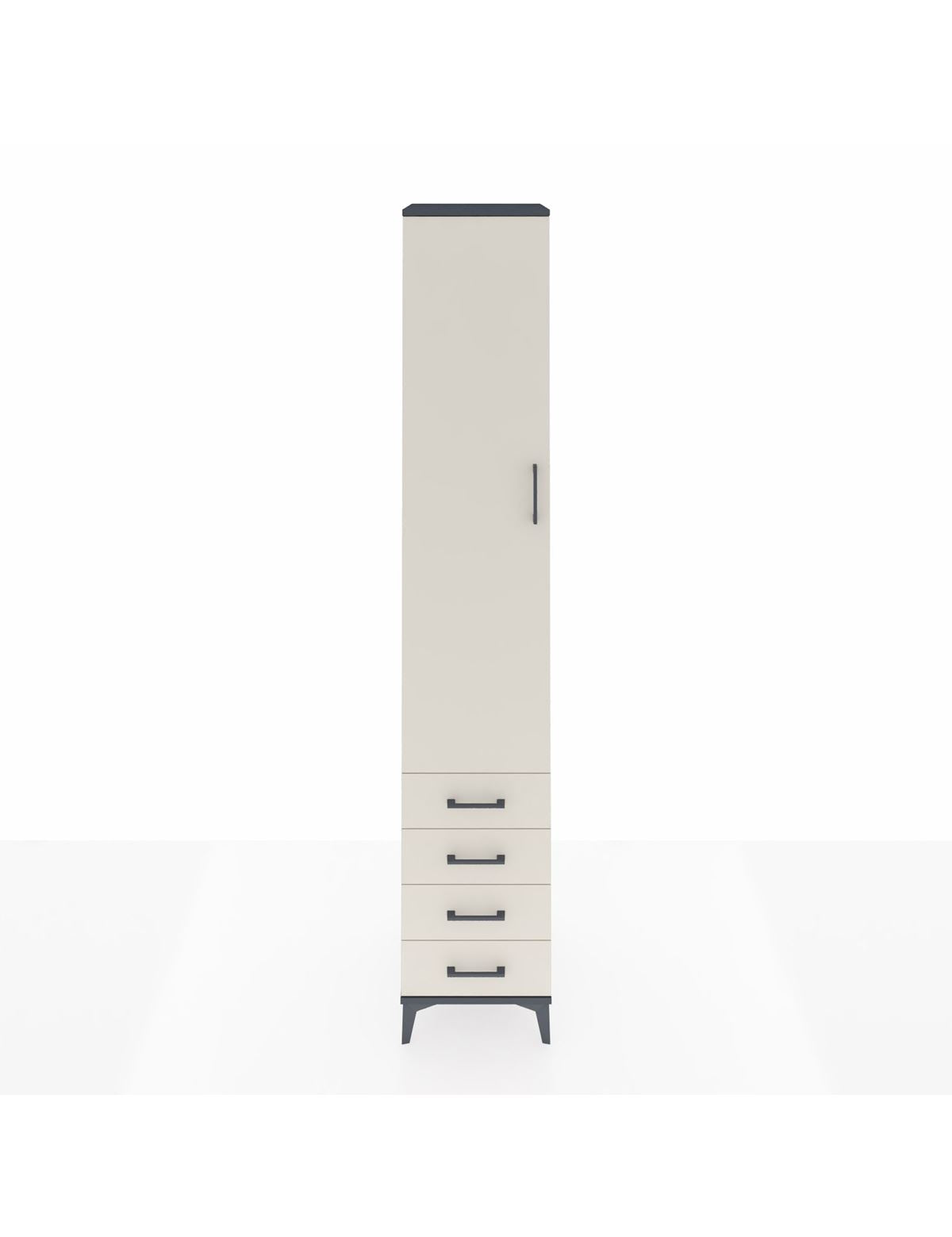 Hyperion Dolap 3 Raflı 4 Çekmeceli Tek Askılı 44x44x243 Antrasit-Aytaşı