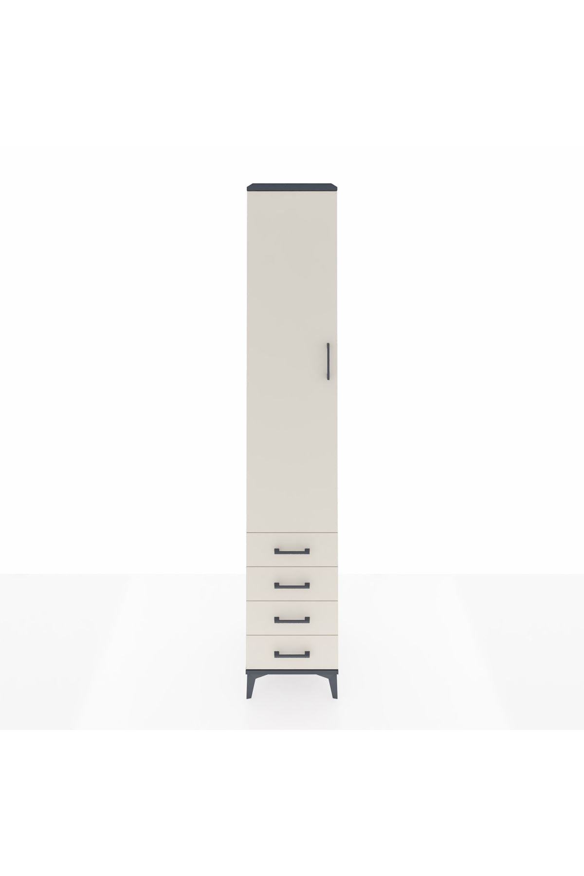 Hyperion Dolap 3 Raflı 4 Çekmeceli Tek Askılı 44x44x243 Antrasit-Aytaşı