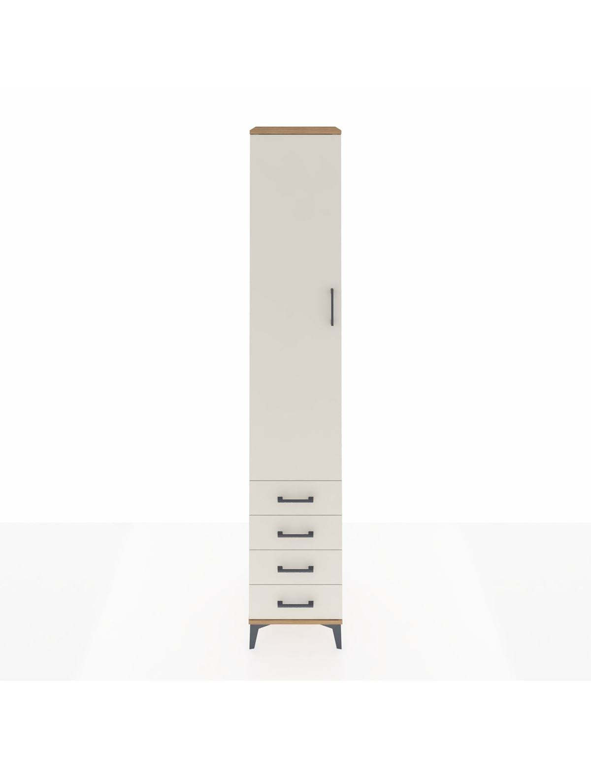 Hyperion Dolap 3 Raflı 4 Çekmeceli Tek Askılı 44x44x243 Çam-Aytaşı