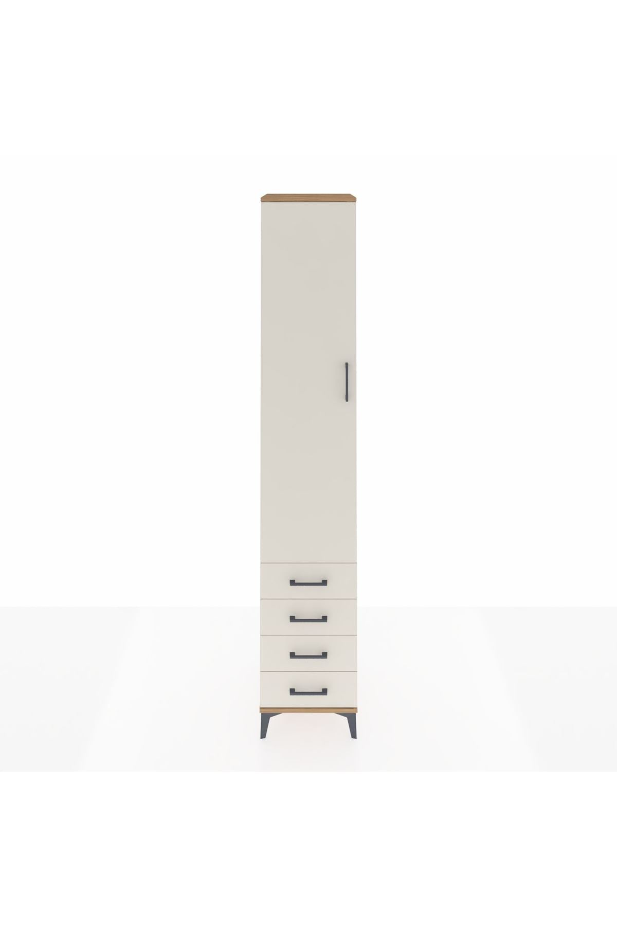 Hyperion Dolap 3 Raflı 4 Çekmeceli Tek Askılı 44x44x243 Çam-Aytaşı