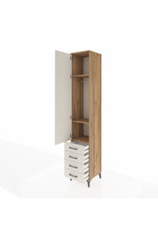 Hyperion Dolap 3 Raflı 4 Çekmeceli Tek Askılı 44x44x243 Çam-Aytaşı