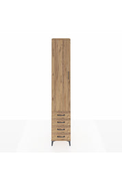 Hyperion Dolap 3 Raflı 4 Çekmeceli Tek Askılı 44x44x243 Çam-Çam