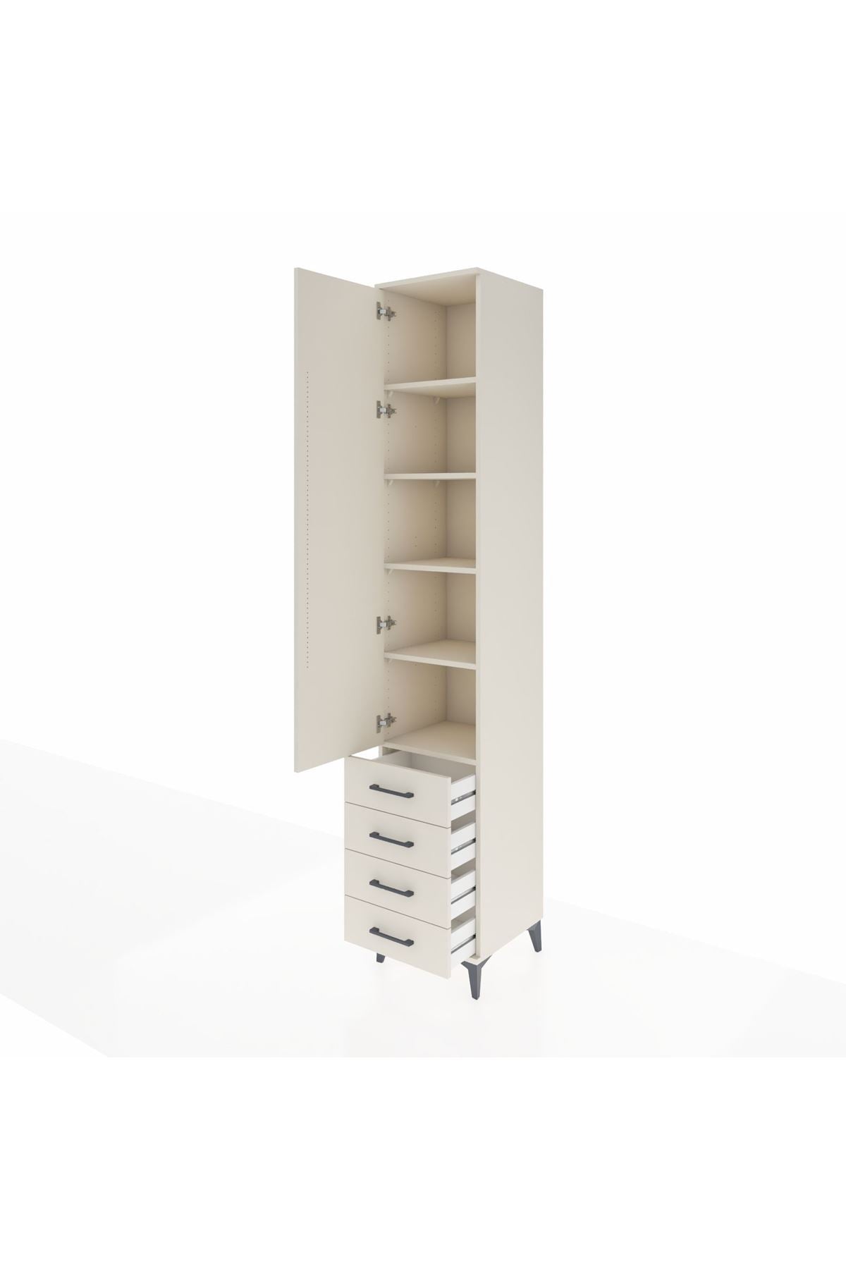 Hyperion Dolap 5 Raflı 4 Çekmeceli Tek Kapaklı 44x44x243 Aytaşı-Aytaşı