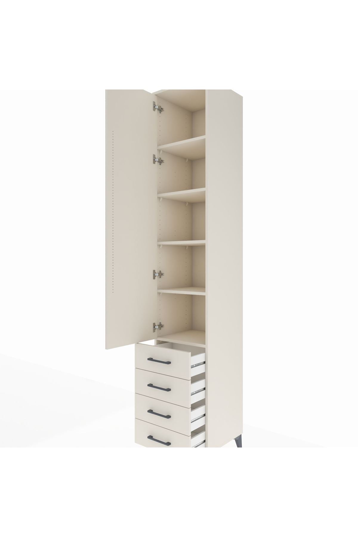 Hyperion Dolap 5 Raflı 4 Çekmeceli Tek Kapaklı 44x44x243 Aytaşı-Aytaşı