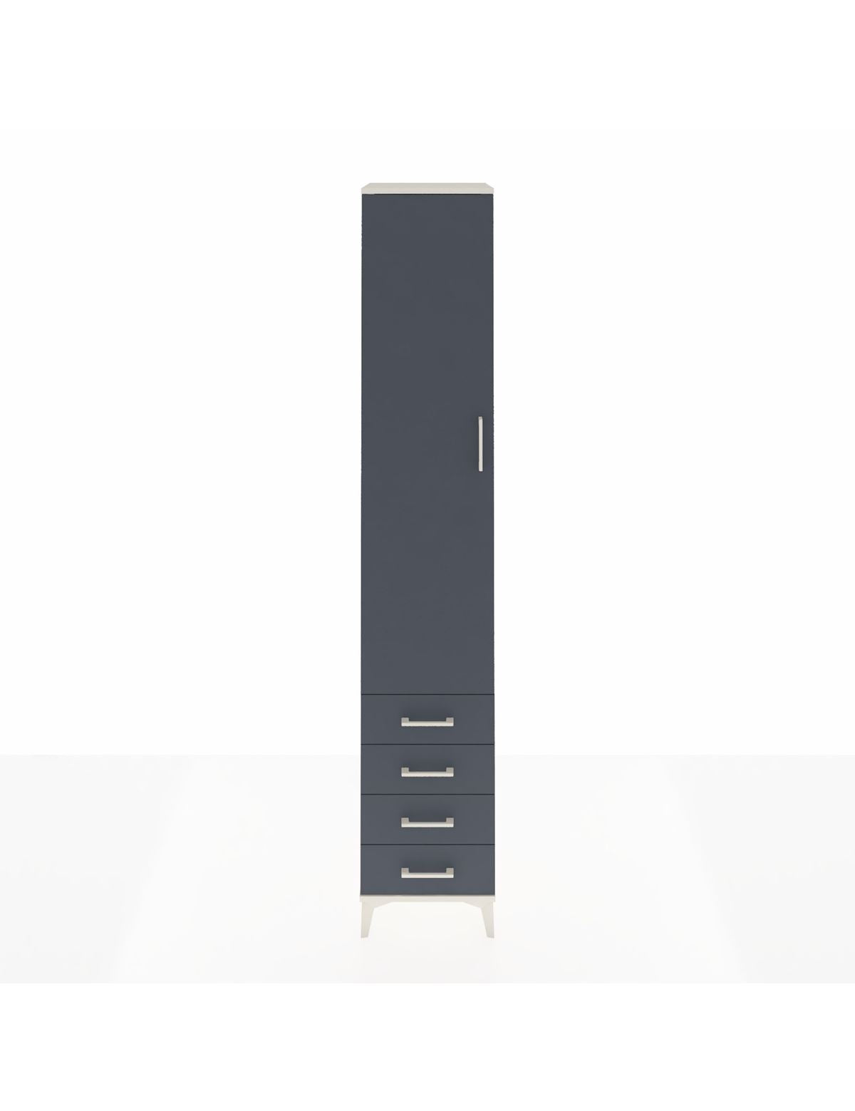 Hyperion Dolap 5 Raflı 4 Çekmeceli Tek Kapaklı 44x44x243 Aytaşı-Antrasit